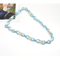 2021 elegant white and cyan  acrylic color link chain  twist necklace